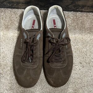 Prada Men's Dark Brown Suede Sneakers